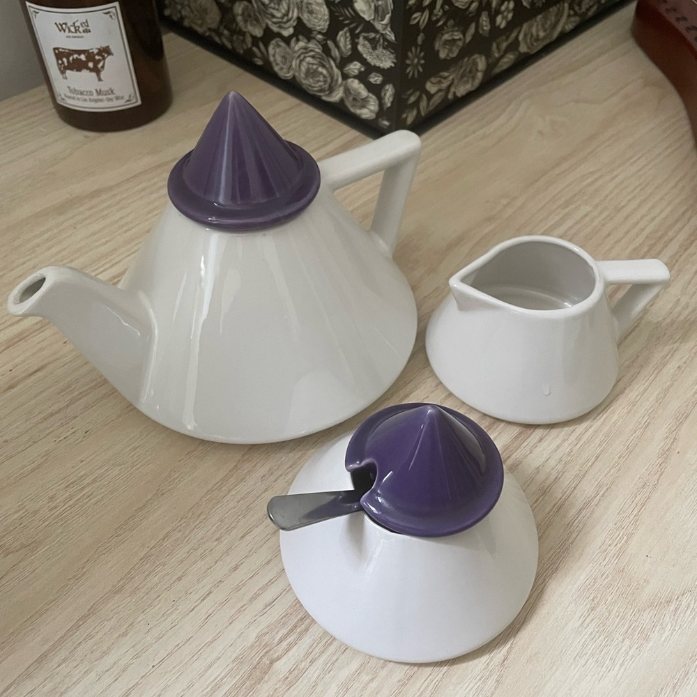 Vintage post modern geometric tea pot set